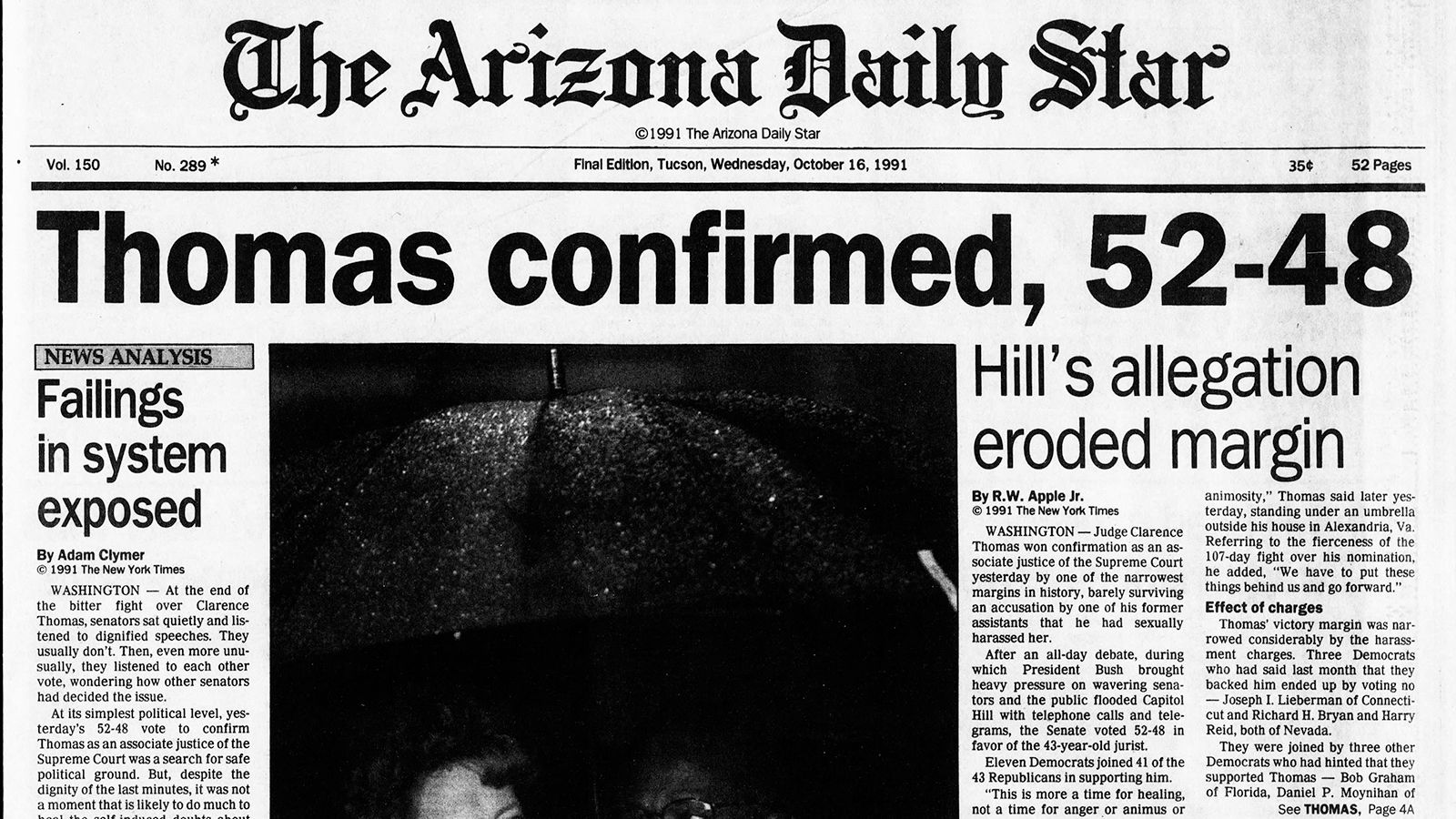 Oct. 16 ÃÛÌÒÓ°ÏñAV front pages: Thomas confirmed for U.S. Supreme Court